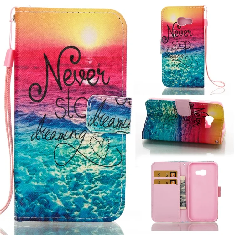 Patterned Wallet Leather Phone Case for Samsung Galaxy A3 (2017) - Never Stop Dreaming