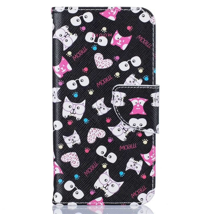 Pattern Printing Leather Wallet Cover for Samsung Galaxy S7 SM-G930 - Cartoon Pattern