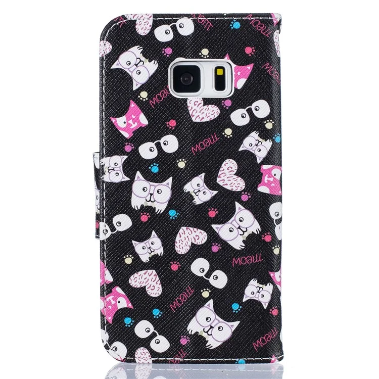 Pattern Printing Leather Wallet Cover for Samsung Galaxy S7 SM-G930 - Cartoon Pattern