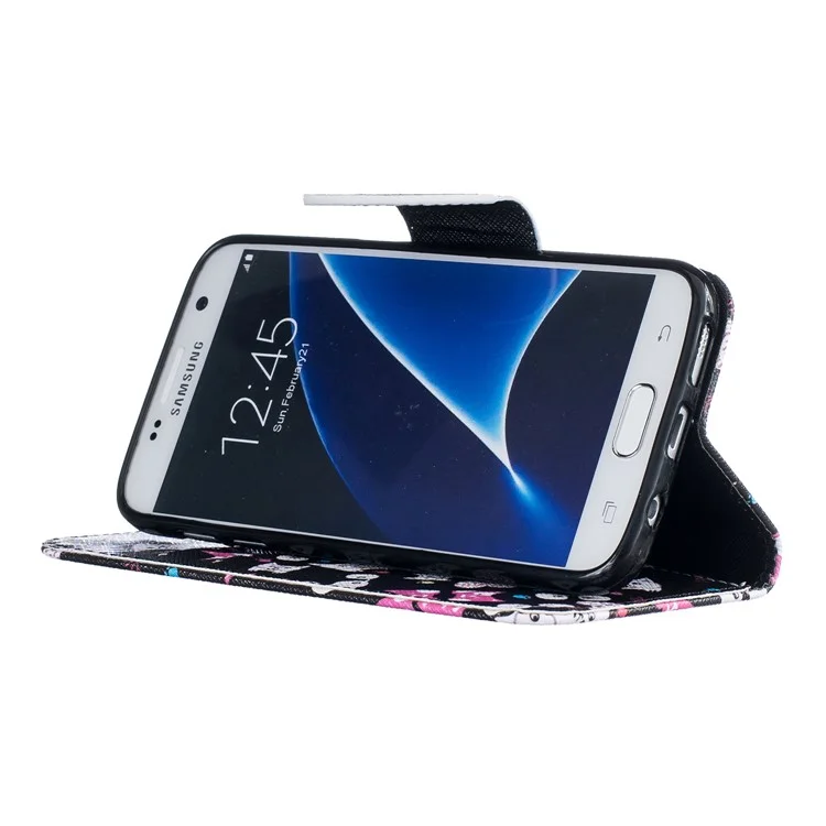 Pattern Printing Leather Wallet Cover for Samsung Galaxy S7 SM-G930 - Cartoon Pattern
