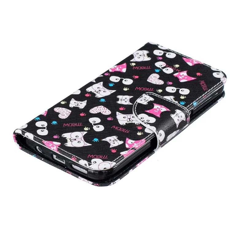 Pattern Printing Leather Wallet Cover for Samsung Galaxy S7 SM-G930 - Cartoon Pattern