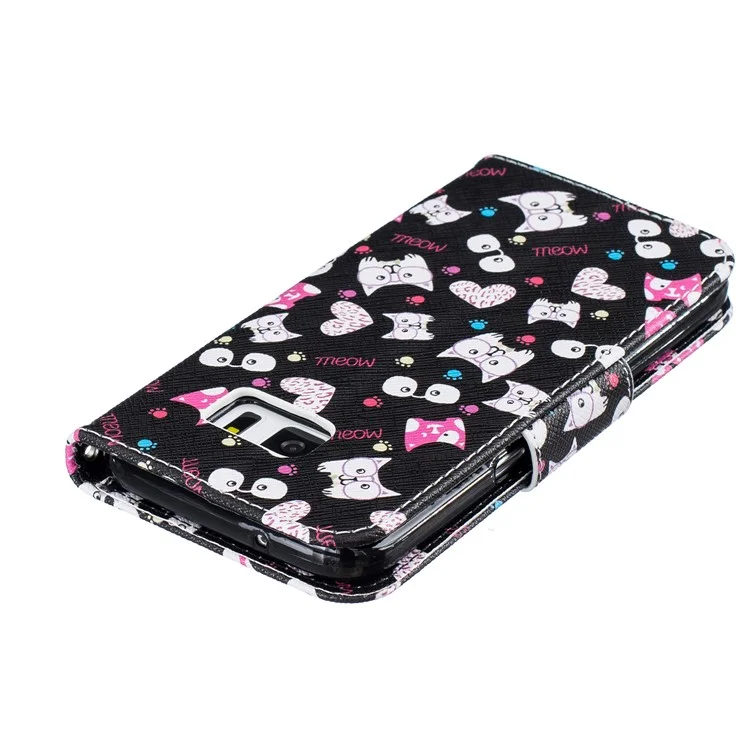 Pattern Printing Leather Wallet Cover for Samsung Galaxy S7 SM-G930 - Cartoon Pattern