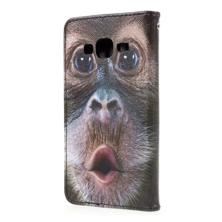 Patterned Flip Stand Leather Wallet Case for Samsung Galaxy J3 (2016) / J3 J320 - Monkey