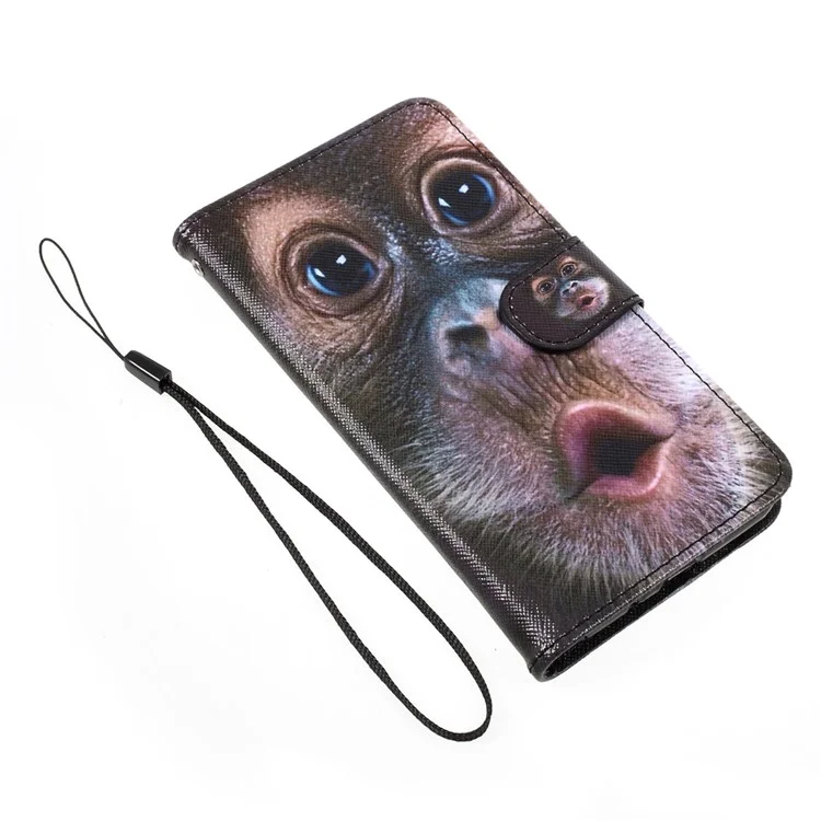 Patterned Flip Stand Leather Wallet Case for Samsung Galaxy J3 (2016) / J3 J320 - Monkey