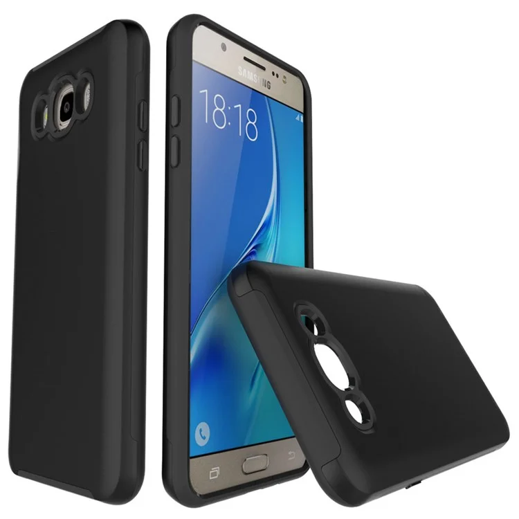 2-in-1 Brushed PC + TPU Shockproof Phone Case for Samsung Galaxy J7 (2016) J710 - Black