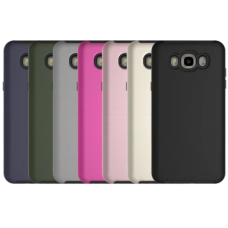 2-in-1 Brushed PC + TPU Shockproof Phone Case for Samsung Galaxy J7 (2016) J710 - Black