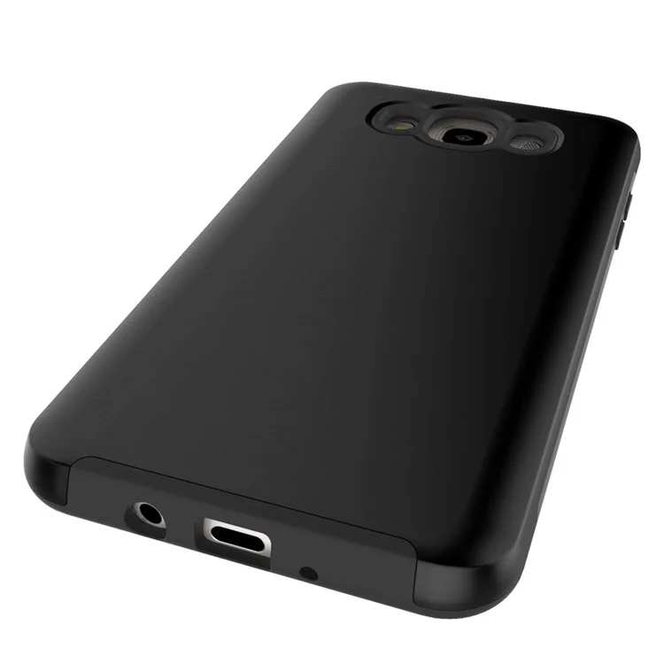 2-in-1 Brushed PC + TPU Shockproof Phone Case for Samsung Galaxy J7 (2016) J710 - Black