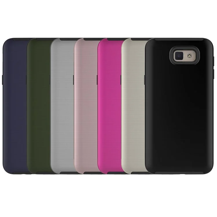 2-in-1 Brushed PC + TPU Shockproof Phone Case for Samsung Galaxy J5 Prime/On5 2016 - Black