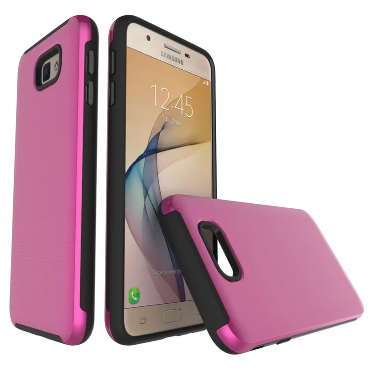 2-in-1 Brushed PC + TPU Mobile Case Accessory for Samsung Galaxy J7 Prime/On7 2016 - Rose