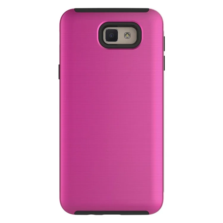 2-in-1 Brushed PC + TPU Mobile Case Accessory for Samsung Galaxy J7 Prime/On7 2016 - Rose