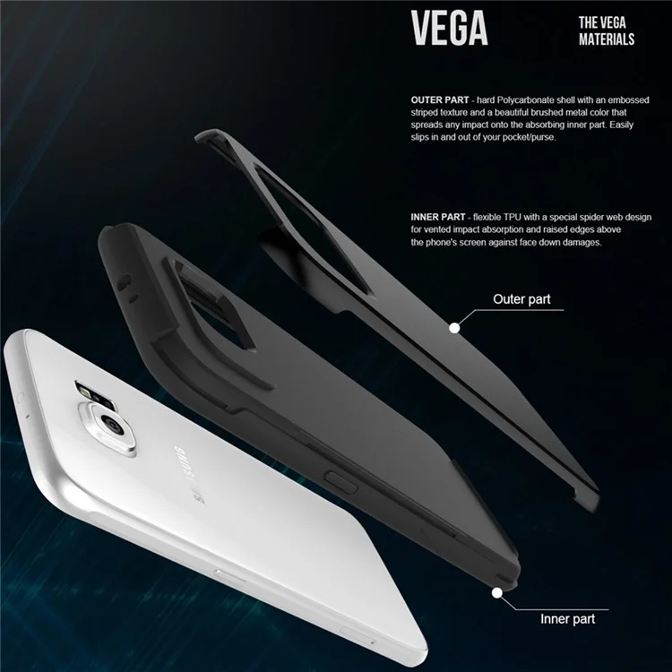 Two-in-one Brushed PC + TPU Mobile Cover for Samsung Galaxy S6 G920 -Grey