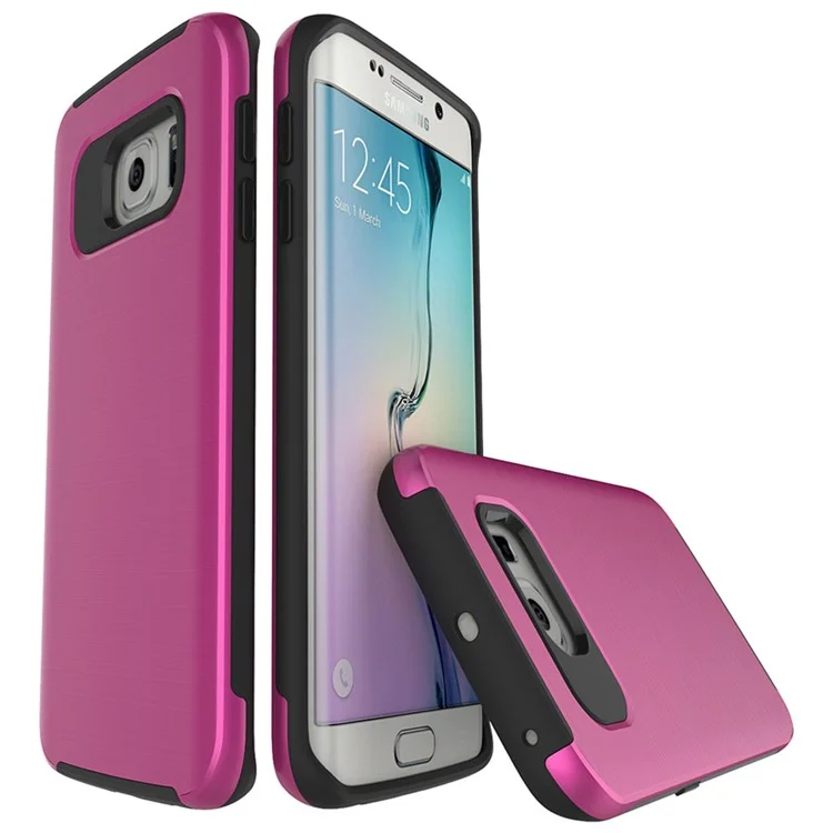 2-in-1 Brushed PC + TPU Mobile Case Accessory for Samsung Galaxy S6 edge G925 - Rose