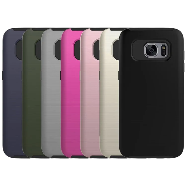 2-in-1 Brushed PC + TPU Mobile Case Accessory for Samsung Galaxy S6 edge G925 - Rose
