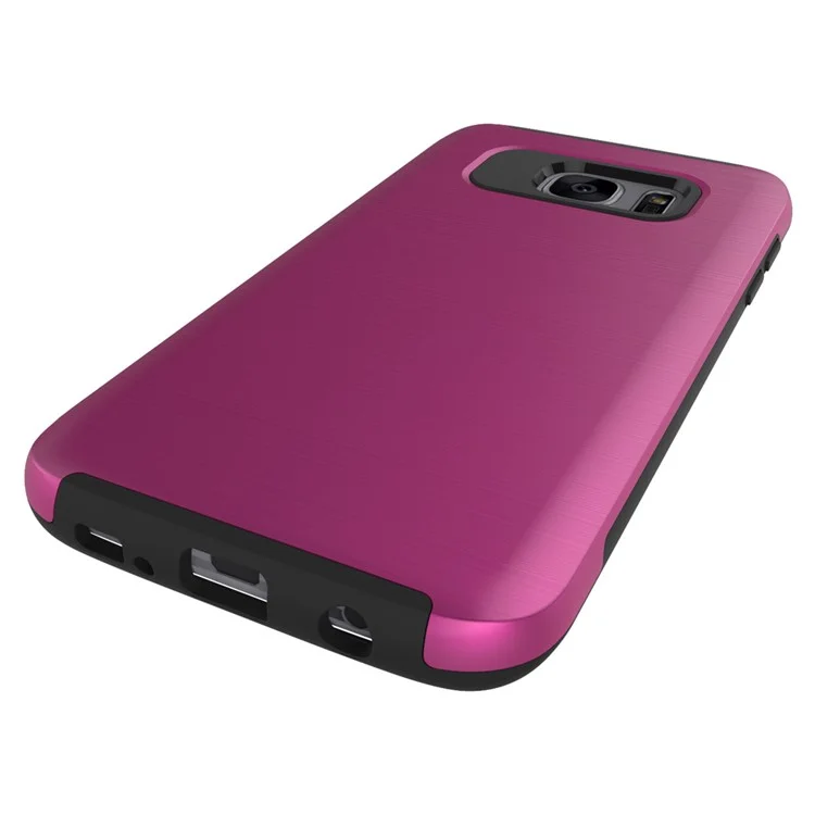 2-in-1 Brushed PC + TPU Mobile Case Accessory for Samsung Galaxy S6 edge G925 - Rose