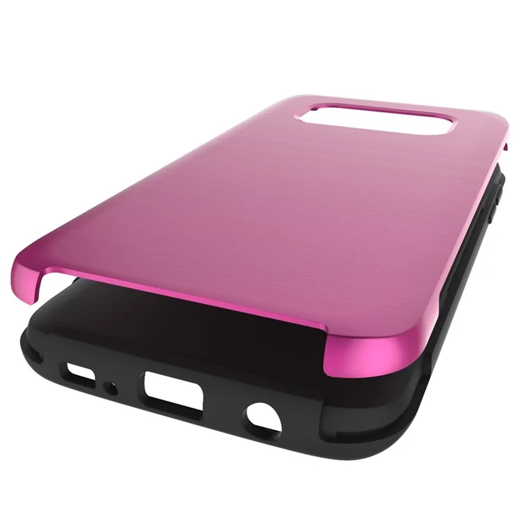 2-in-1 Brushed PC + TPU Mobile Case Accessory for Samsung Galaxy S6 edge G925 - Rose