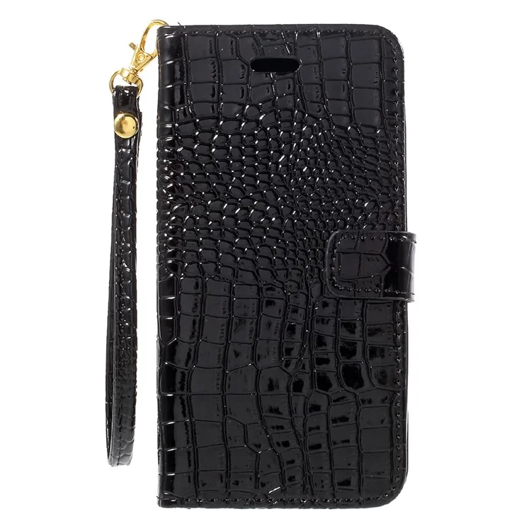 Crocodile Texture Leather Case with Wrist Strap for Samsung Galaxy A5 (2017) SM-A520F - Black