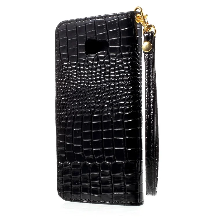 Crocodile Texture Leather Case with Wrist Strap for Samsung Galaxy A5 (2017) SM-A520F - Black