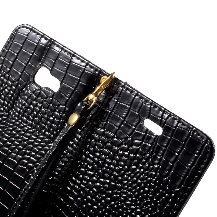 Crocodile Texture Leather Case with Wrist Strap for Samsung Galaxy A5 (2017) SM-A520F - Black