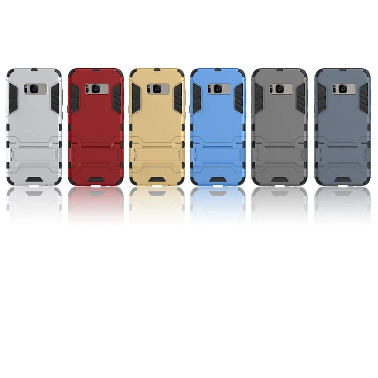 PC + TPU Hybrid Back Case with Kickstand for Samsung Galaxy S8 Plus - Silver