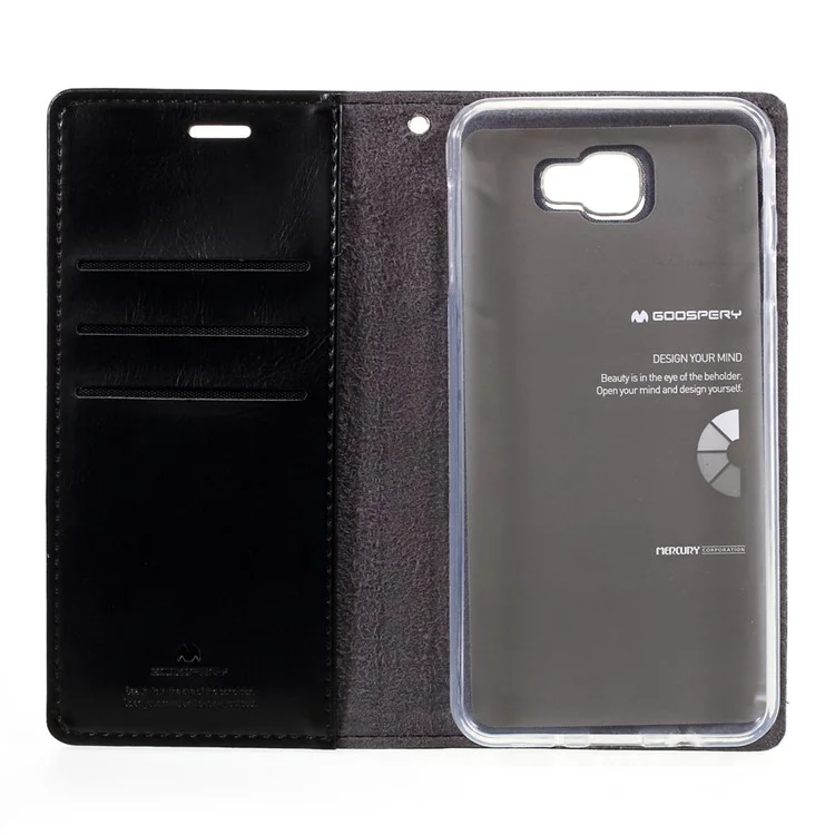 MERCURY GOOSPERY Blue Moon Leather Case Wallet for Samsung Galaxy J7 Prime/On7 2016 - Black