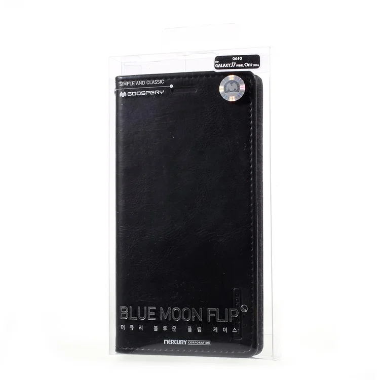 MERCURY GOOSPERY Blue Moon Leather Case Wallet for Samsung Galaxy J7 Prime/On7 2016 - Black