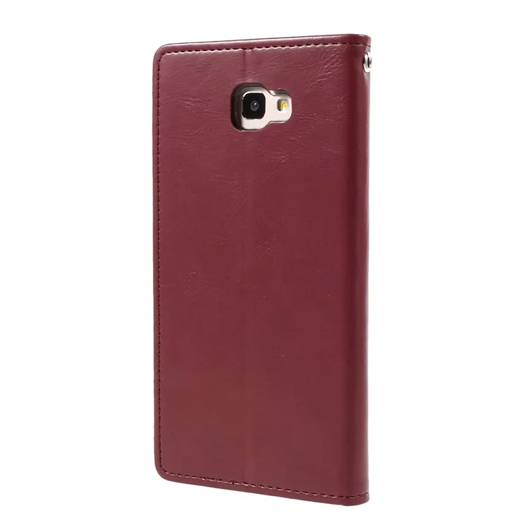 MERCURY GOOSPERY Blue Moon Leather Cover for Samsung Galaxy J7 Prime/On7 2016 - Wine Red