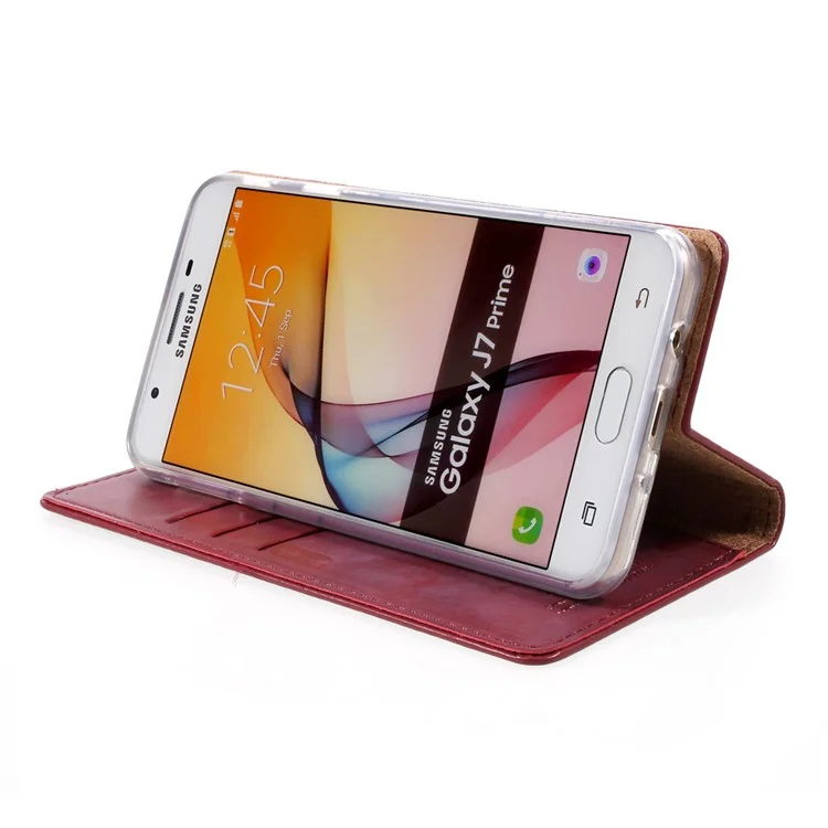 MERCURY GOOSPERY Blue Moon Leather Cover for Samsung Galaxy J7 Prime/On7 2016 - Wine Red