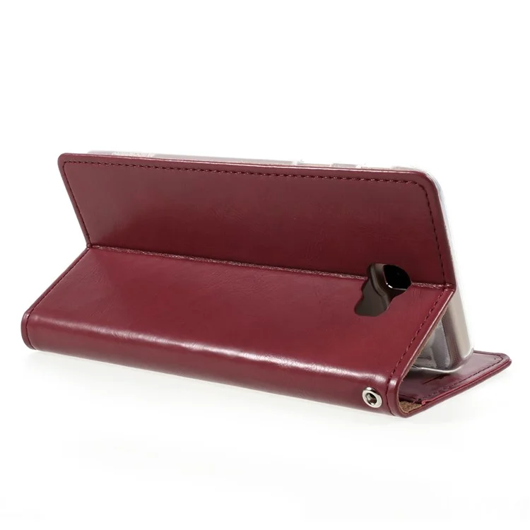 MERCURY GOOSPERY Blue Moon Leather Cover for Samsung Galaxy J7 Prime/On7 2016 - Wine Red