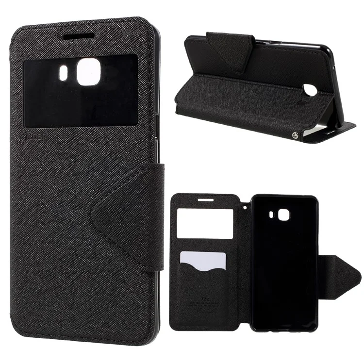 ROAR KOREA Diary View Window Leather Phone Case for Samsung Galaxy C9 Pro - Black