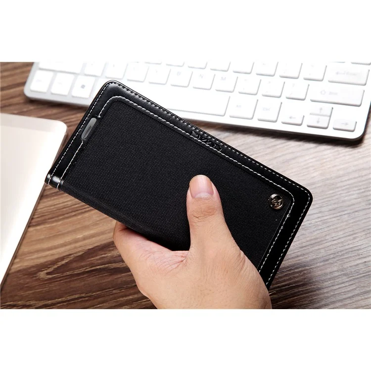 CMAI2 Jeans Cloth Leather Case with Hand Strap for Samsung Galaxy S7 Edge G935 - Black
