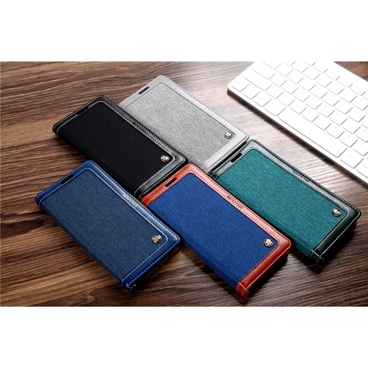 CMAI2 Jeans Cloth Leather Case with Hand Strap for Samsung Galaxy S7 Edge G935 - Black
