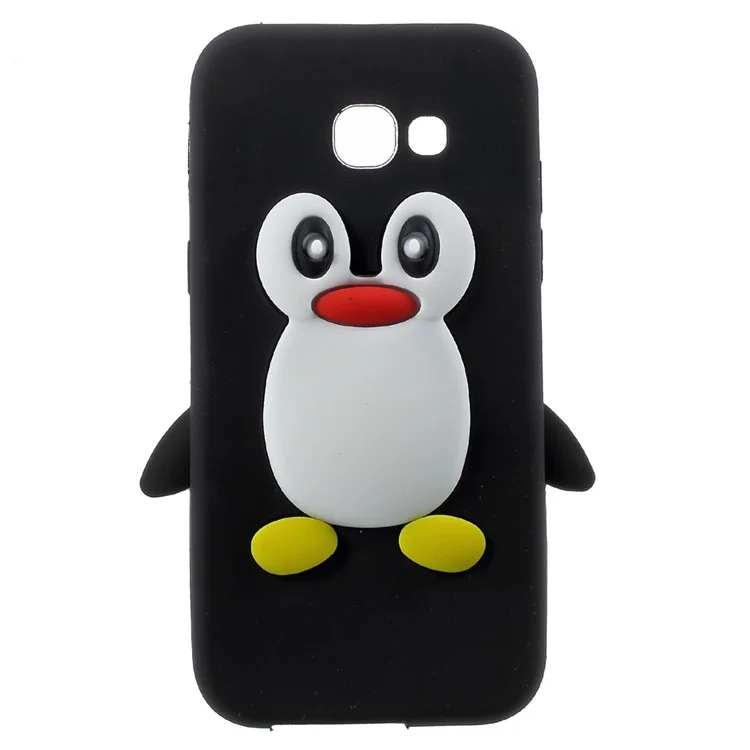 3D Penguin Soft Silicone Cover Case for Samsung Galaxy A3 (2017) - Black