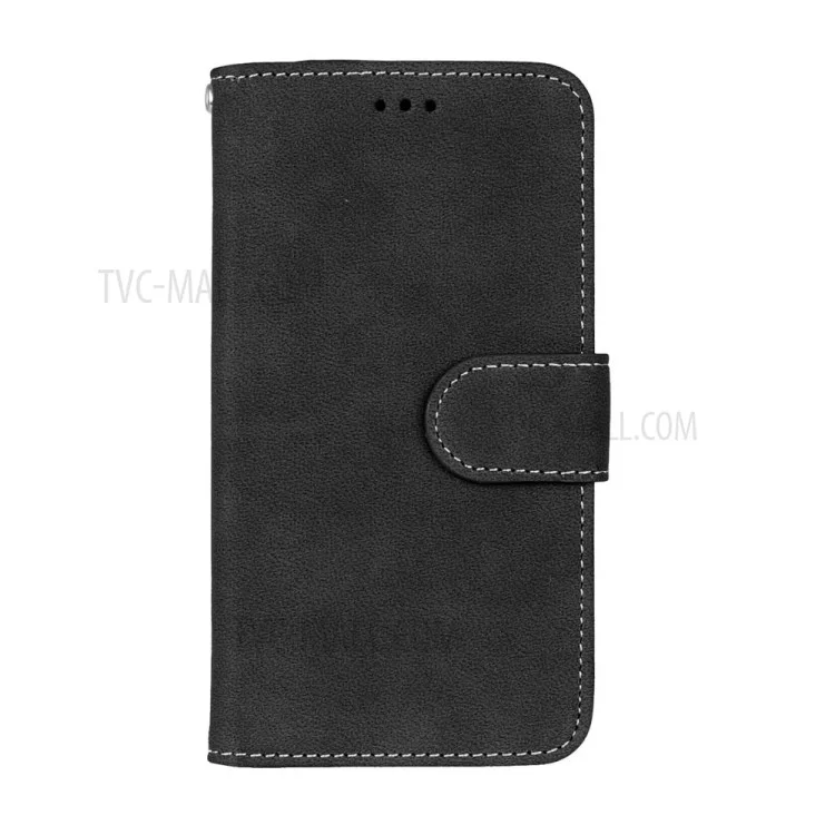 Retro Matte Stand Wallet Leather Case for Samsung Galaxy J3 (2016) / J3 - Black