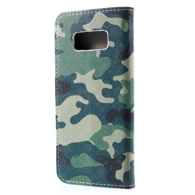 For Samsung Galaxy S8 Patterned Flip Stand Wallet Leather Case - Camouflage Pattern