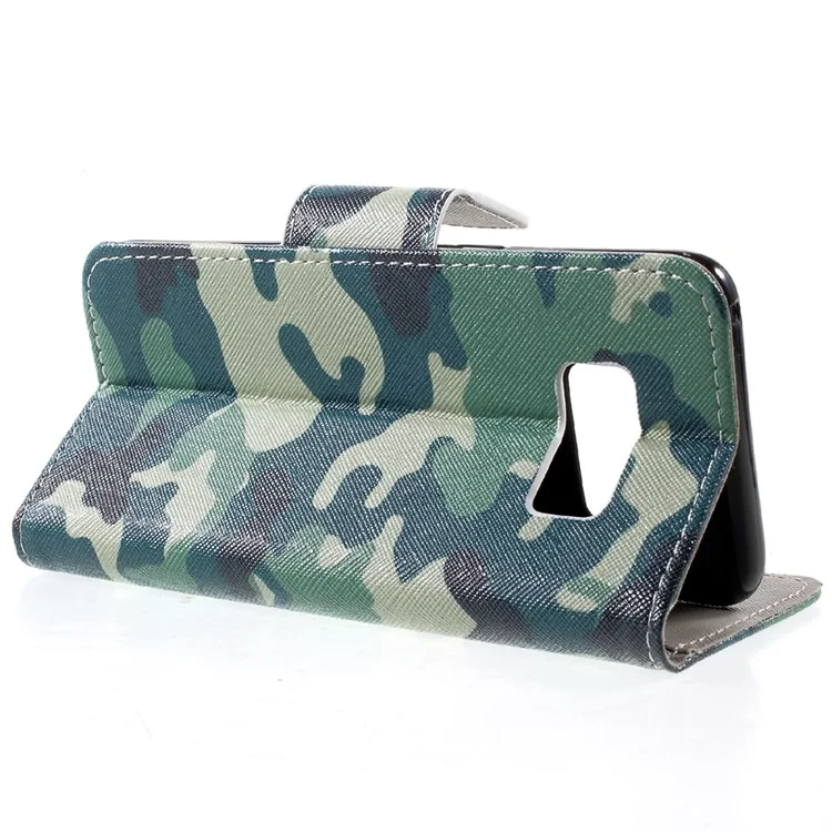 Para Samsung Galaxy S8 Caixa de Couro da Carteira Flip Stand Stand - Padrão de Camuflagem