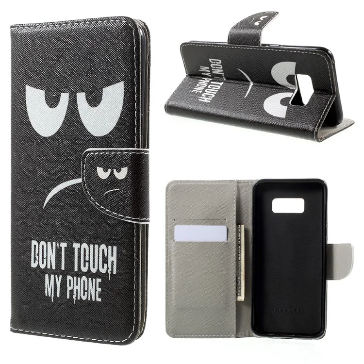 Funda de cartera de piel con estampado para Samsung Galaxy S8 Plus - No toques mi teléfono
