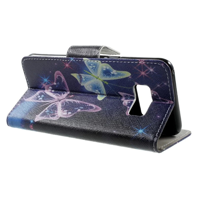 Patterned Wallet Leather Case Accessory for Samsung Galaxy S8 Plus - Shiny Butterflies