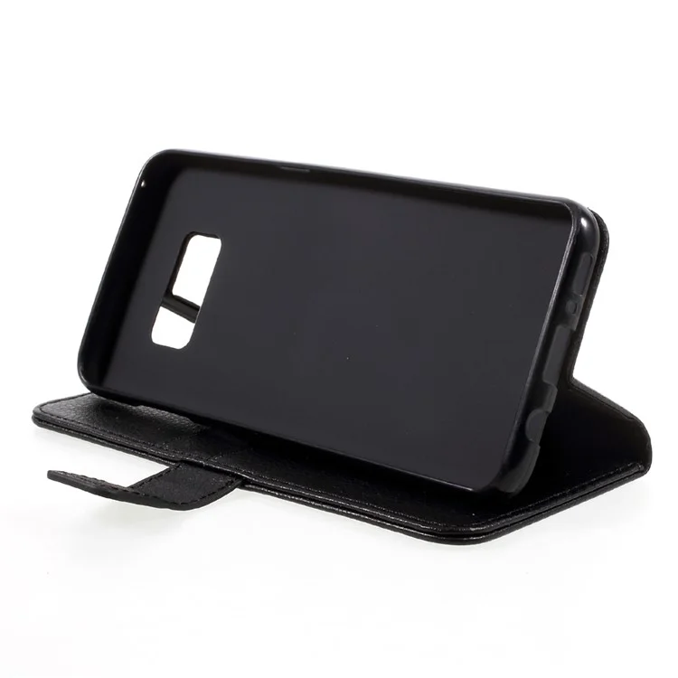 Litchi Texture Leather Wallet Phone Case for Samsung Galaxy S8 - Black