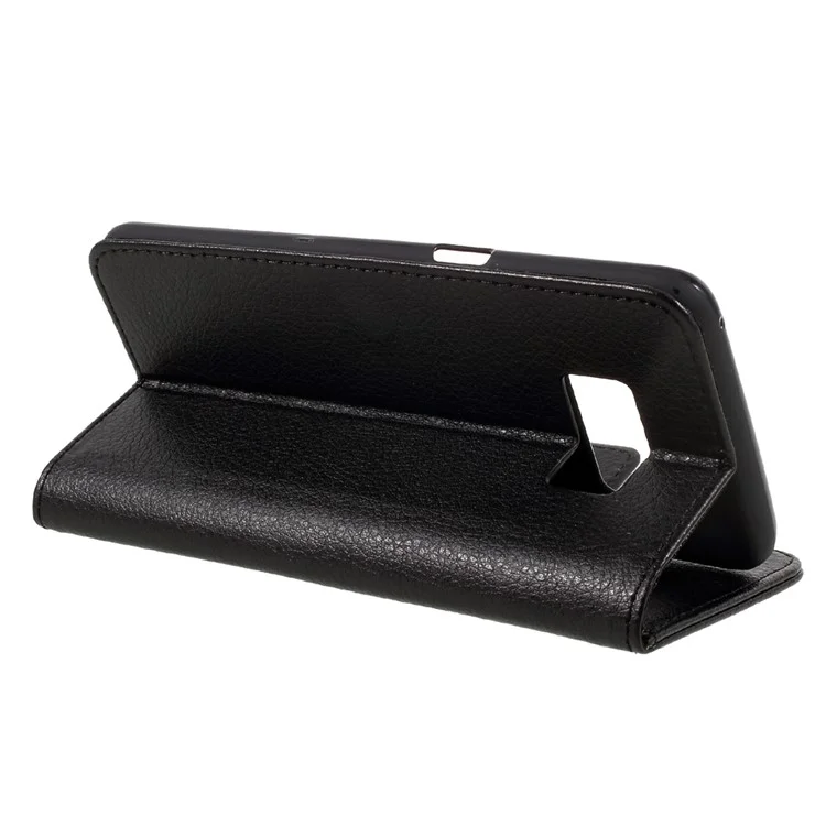Litchi Texture Leather Wallet Phone Case for Samsung Galaxy S8 - Black