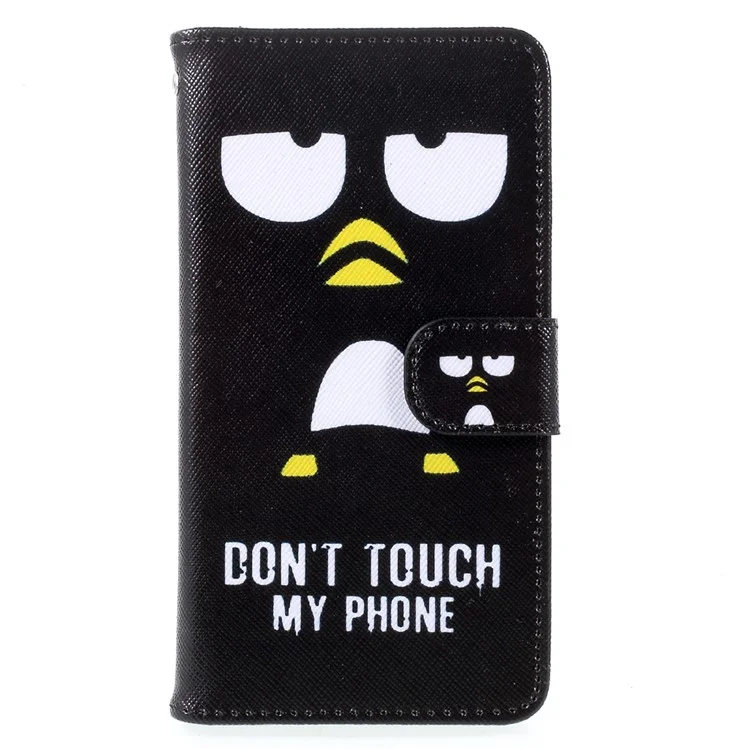 Patterned Leather Wallet Case with Strap for Samsung Galaxy J3 (2016) / J3 - Do Not Touch My Phone