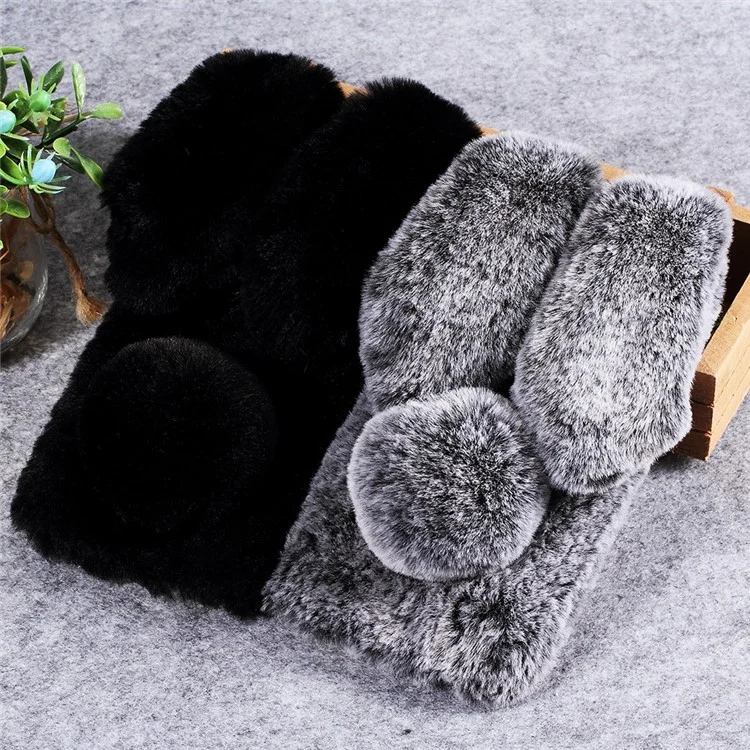 Rabbit Design Soft Fur Phone Shell with Rhinestone Decor for Samsung Galaxy S8 Plus - Grey
