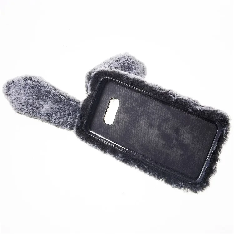 Rabbit Design Soft Fur Phone Shell with Rhinestone Decor for Samsung Galaxy S8 Plus - Grey