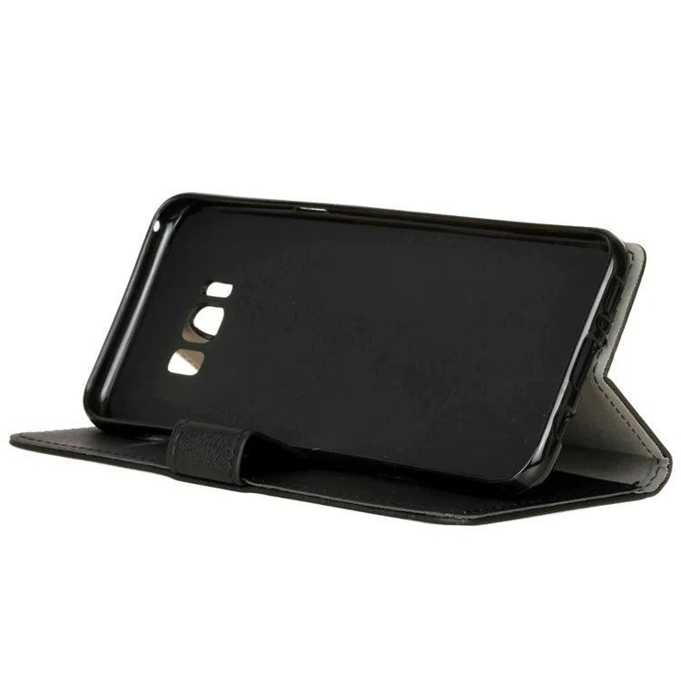 Wallet Leather Stand Case for Samsung Galaxy S8 Plus - Black
