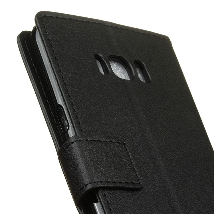 Wallet Leather Stand Case for Samsung Galaxy S8 Plus - Black