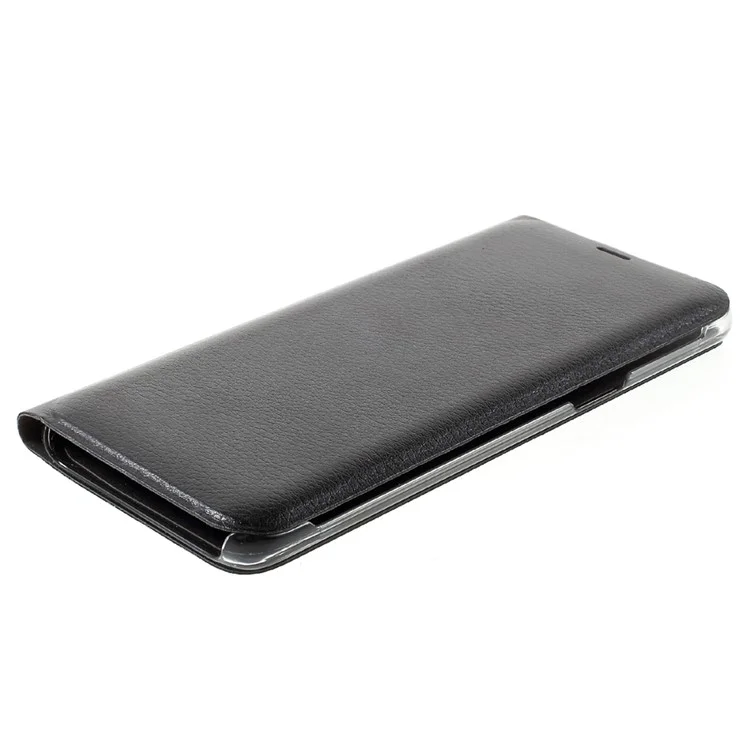 Lychee Texture Card Holder Leather Mobile Case for Samsung Galaxy S8 - Black