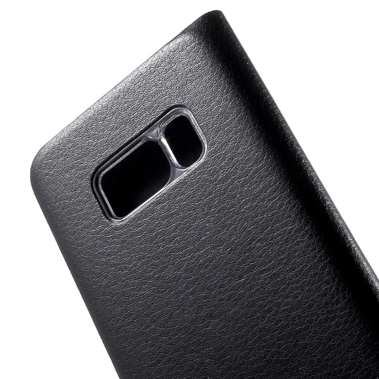 Lychee Texture Card Holder Leather Mobile Case for Samsung Galaxy S8 - Black