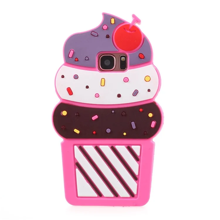 3D Cherry Ice Cream Silicone Mobile Phone Case for Samsung Galaxy S7 edge SM-G935 - Rose
