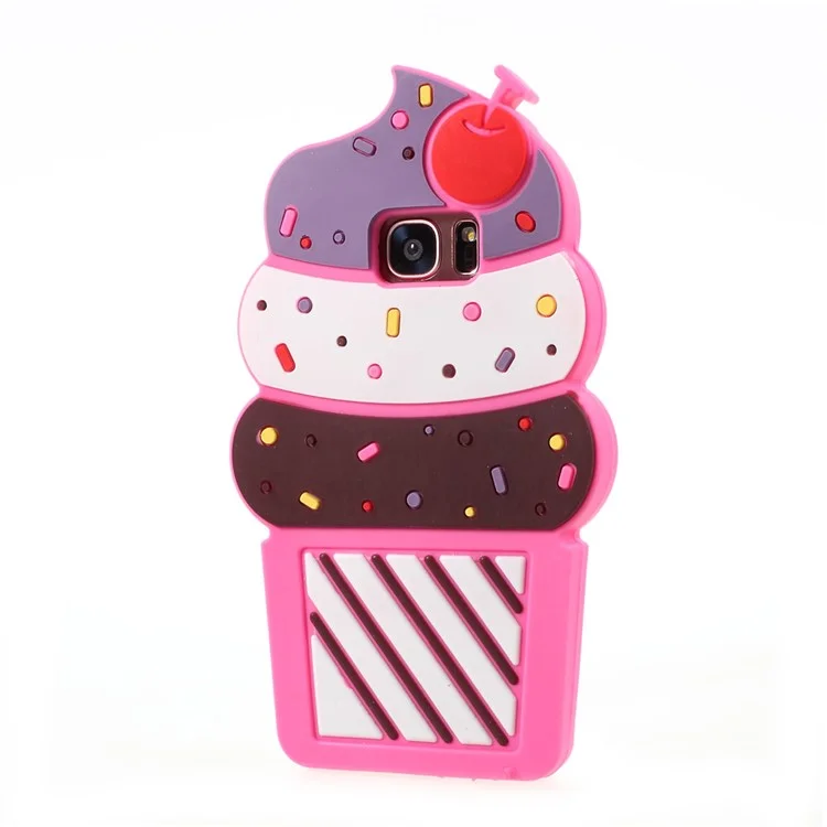 3D Cherry Ice Cream Silicone Mobile Phone Case for Samsung Galaxy S7 edge SM-G935 - Rose