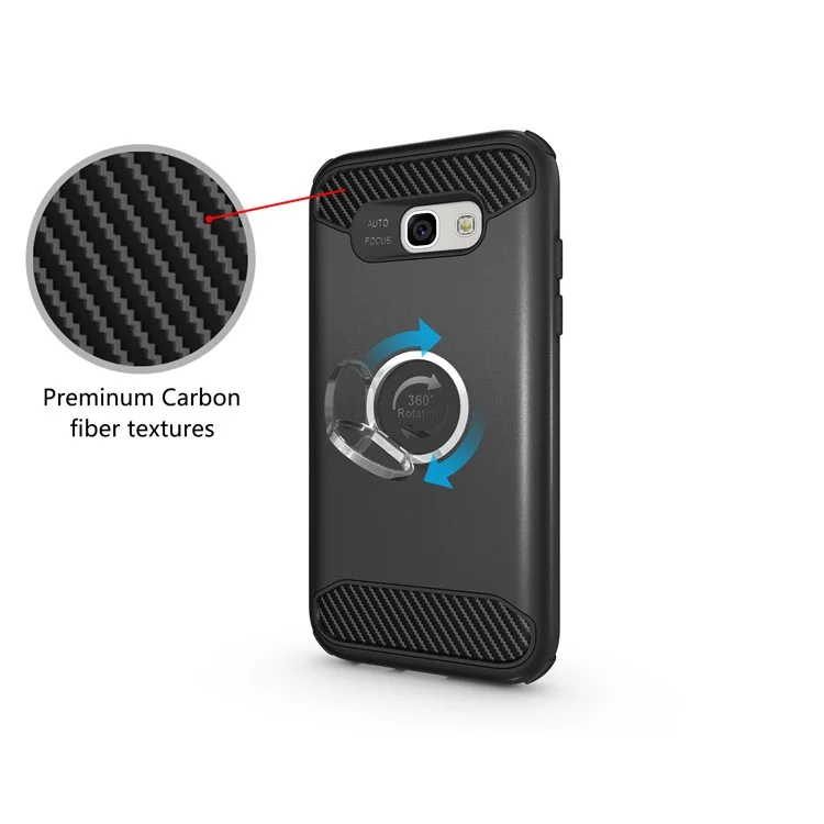 Metal Ring Holder Kickstand PC + TPU Hybrid Case for Samsung Galaxy A5 (2017) A520 - Black