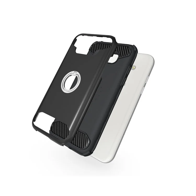 Metal Ring Holder Kickstand PC + TPU Hybrid Case for Samsung Galaxy A5 (2017) A520 - Black